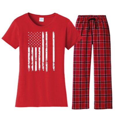 Donald Trump Usa President Vintage Flag On Back Women's Flannel Pajama Set