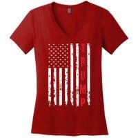 Donald Trump Usa President Vintage Flag On Back Women's V-Neck T-Shirt