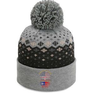 Distressed Tree Usa Flag American Grown Taiwanese Roots Gift The Baniff Cuffed Pom Beanie