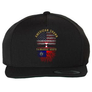 Distressed Tree Usa Flag American Grown Taiwanese Roots Gift Wool Snapback Cap