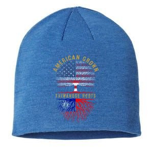 Distressed Tree Usa Flag American Grown Taiwanese Roots Gift Sustainable Beanie