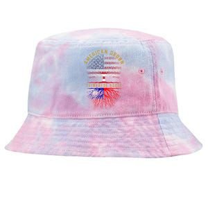 Distressed Tree Usa Flag American Grown Taiwanese Roots Gift Tie-Dyed Bucket Hat