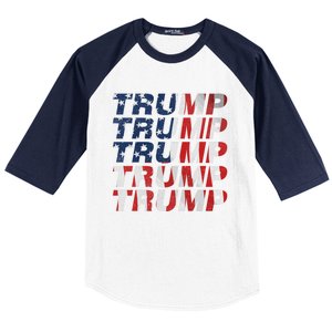 Donald Trump Usa Flag Cool Gift Baseball Sleeve Shirt