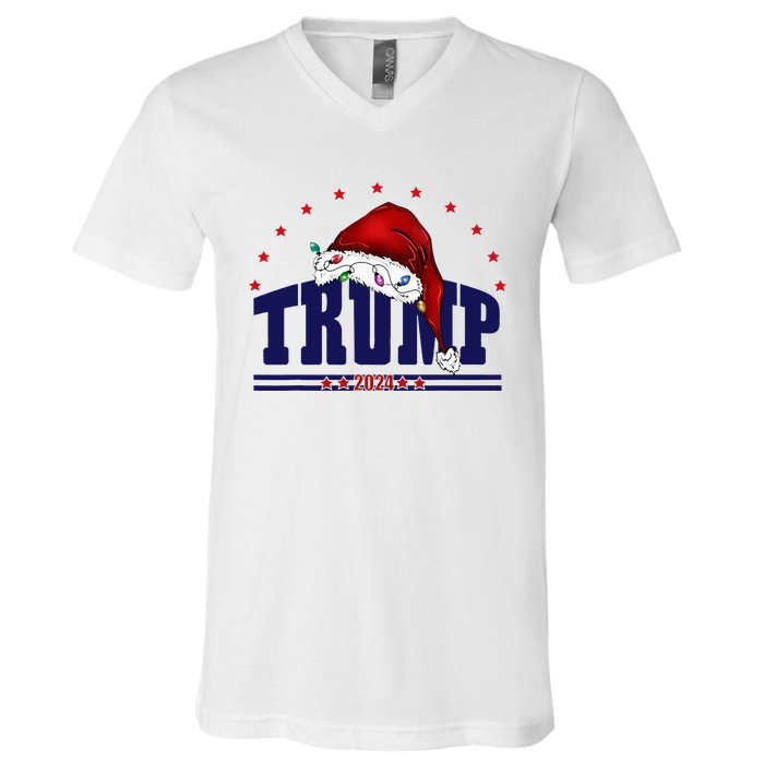 Donald Trump Usa 2024 Santa Claus Hat Christmas V-Neck T-Shirt