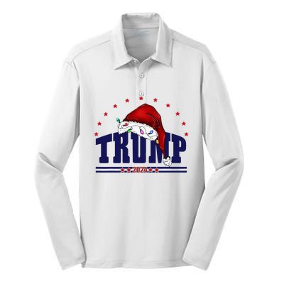 Donald Trump Usa 2024 Santa Claus Hat Christmas Silk Touch Performance Long Sleeve Polo