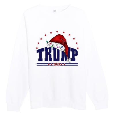 Donald Trump Usa 2024 Santa Claus Hat Christmas Premium Crewneck Sweatshirt