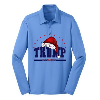 Donald Trump Usa 2024 Santa Claus Hat Silk Touch Performance Long Sleeve Polo