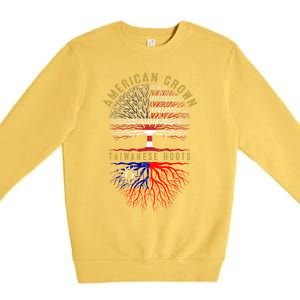 Distressed Tree Usa Flag American Grown Taiwanese Roots Gift Premium Crewneck Sweatshirt