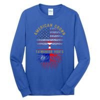 Distressed Tree Usa Flag American Grown Taiwanese Roots Gift Tall Long Sleeve T-Shirt