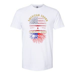 Distressed Tree Usa Flag American Grown Taiwanese Roots Gift Softstyle CVC T-Shirt