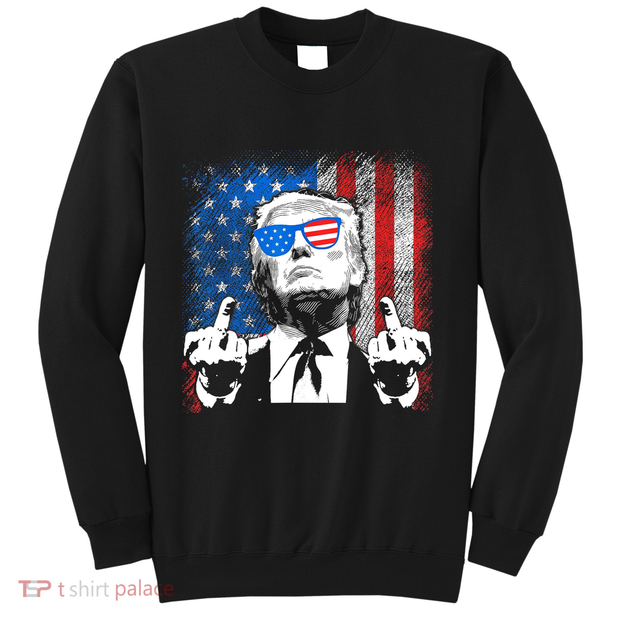 Donald Trump Usa American Flag Middle Finger Sweatshirt