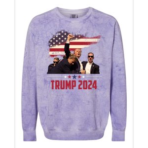 Donald Trump Usa Flag Fist Fight Election 2024 Colorblast Crewneck Sweatshirt