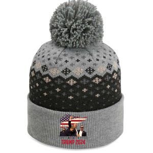 Donald Trump Usa Flag Fist Fight Election 2024 The Baniff Cuffed Pom Beanie