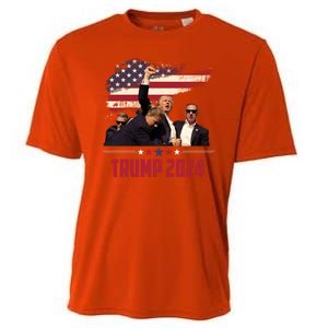 Donald Trump Usa Flag Fist Fight Election 2024 Cooling Performance Crew T-Shirt