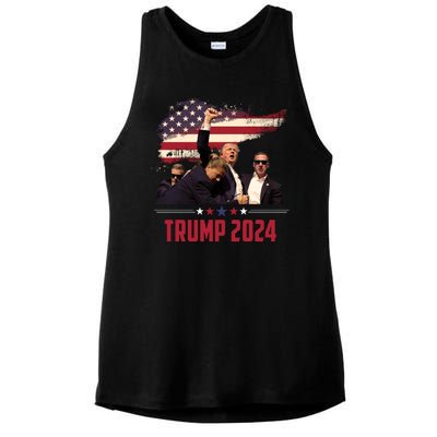 Donald Trump Usa Flag Fist Fight Election 2024 Ladies PosiCharge Tri-Blend Wicking Tank