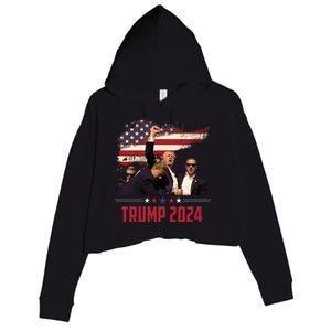 Donald Trump Usa Flag Fist Fight Election 2024 Crop Fleece Hoodie