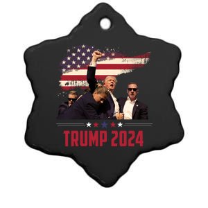 Donald Trump Usa Flag Fist Fight Election 2024 Ceramic Star Ornament