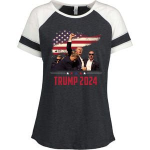 Donald Trump Usa Flag Fist Fight Election 2024 Enza Ladies Jersey Colorblock Tee