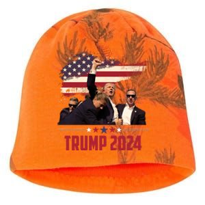 Donald Trump Usa Flag Fist Fight Election 2024 Kati - Camo Knit Beanie