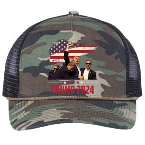 Donald Trump Usa Flag Fist Fight Election 2024 Retro Rope Trucker Hat Cap