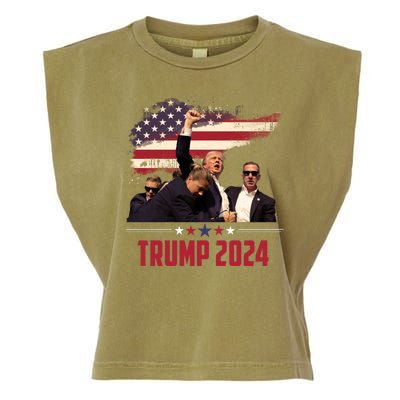 Donald Trump Usa Flag Fist Fight Election 2024 Garment-Dyed Women's Muscle Tee