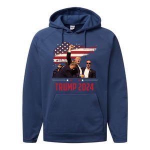 Donald Trump Usa Flag Fist Fight Election 2024 Performance Fleece Hoodie