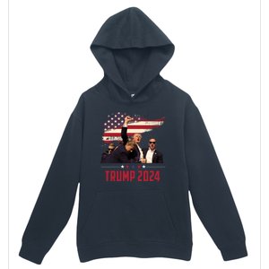 Donald Trump Usa Flag Fist Fight Election 2024 Urban Pullover Hoodie