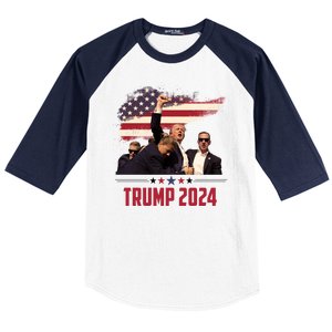 Donald Trump Usa Flag Fist Fight Election 2024 Baseball Sleeve Shirt