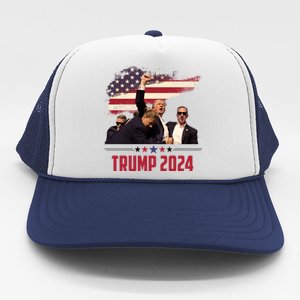 Donald Trump Usa Flag Fist Fight Election 2024 Trucker Hat