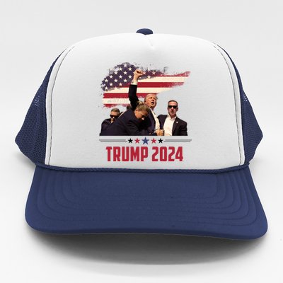 Donald Trump Usa Flag Fist Fight Election 2024 Trucker Hat