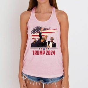 Donald Trump Usa Flag Fist Fight Election 2024 Women's Knotted Racerback Tank