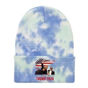 Donald Trump Usa Flag Fist Fight Election 2024 Tie Dye 12in Knit Beanie