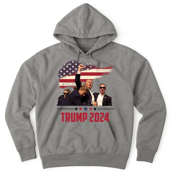 Donald Trump Usa Flag Fist Fight Election 2024 Hoodie