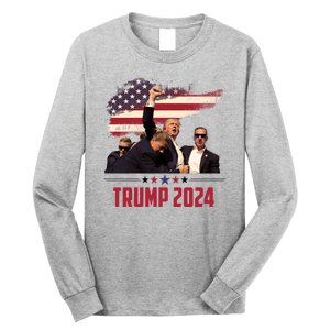 Donald Trump Usa Flag Fist Fight Election 2024 Long Sleeve Shirt