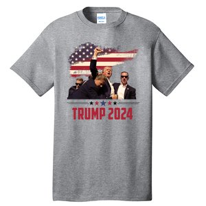 Donald Trump Usa Flag Fist Fight Election 2024 Tall T-Shirt