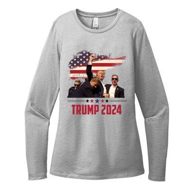 Donald Trump Usa Flag Fist Fight Election 2024 Womens CVC Long Sleeve Shirt