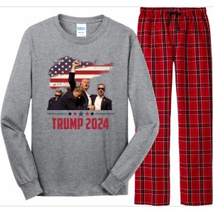 Donald Trump Usa Flag Fist Fight Election 2024 Long Sleeve Pajama Set