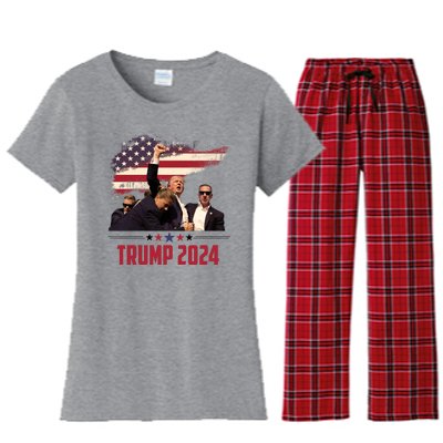 Donald Trump Usa Flag Fist Fight Election 2024 Women's Flannel Pajama Set