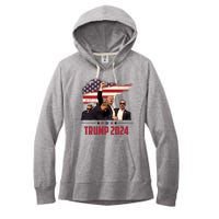 Donald Trump Usa Flag Fist Fight Election 2024 Women's Fleece Hoodie