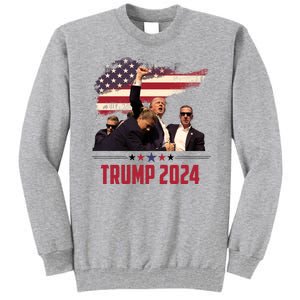 Donald Trump Usa Flag Fist Fight Election 2024 Tall Sweatshirt