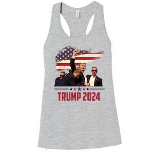 Donald Trump Usa Flag Fist Fight Election 2024 Women's Racerback Tank