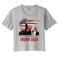 Donald Trump Usa Flag Fist Fight Election 2024 Women's Crop Top Tee