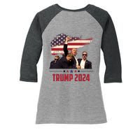 Donald Trump Usa Flag Fist Fight Election 2024 Women's Tri-Blend 3/4-Sleeve Raglan Shirt