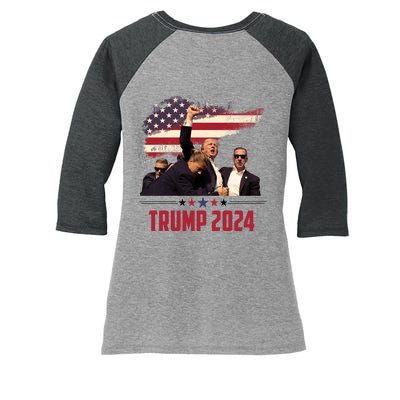 Donald Trump Usa Flag Fist Fight Election 2024 Women's Tri-Blend 3/4-Sleeve Raglan Shirt