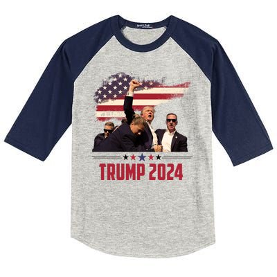 Donald Trump Usa Flag Fist Fight Election 2024 Kids Colorblock Raglan Jersey