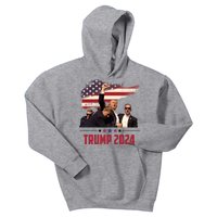 Donald Trump Usa Flag Fist Fight Election 2024 Kids Hoodie