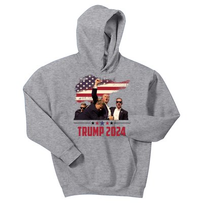 Donald Trump Usa Flag Fist Fight Election 2024 Kids Hoodie