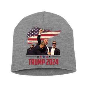 Donald Trump Usa Flag Fist Fight Election 2024 Short Acrylic Beanie