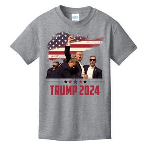 Donald Trump Usa Flag Fist Fight Election 2024 Kids T-Shirt