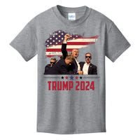 Donald Trump Usa Flag Fist Fight Election 2024 Kids T-Shirt